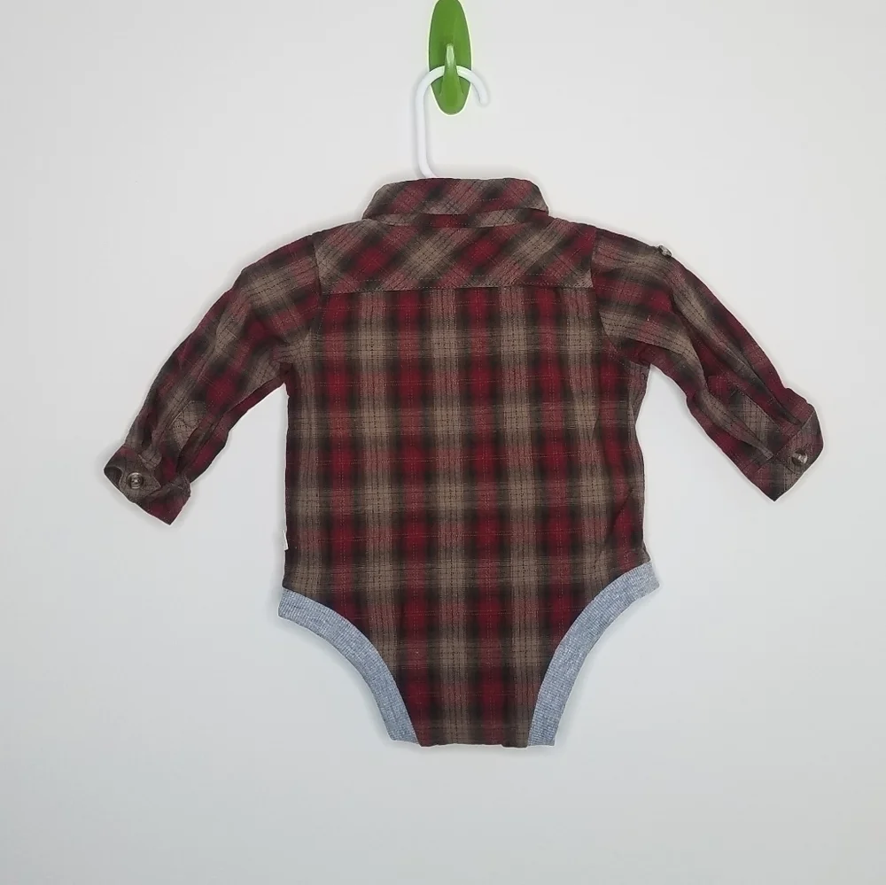 Me & Henry Plaid Polo Onesie Bodysuit 6-9m